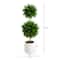 3.5ft. UV Resistant Cedar Double Ball Topiary Tree in White Decorative Planter